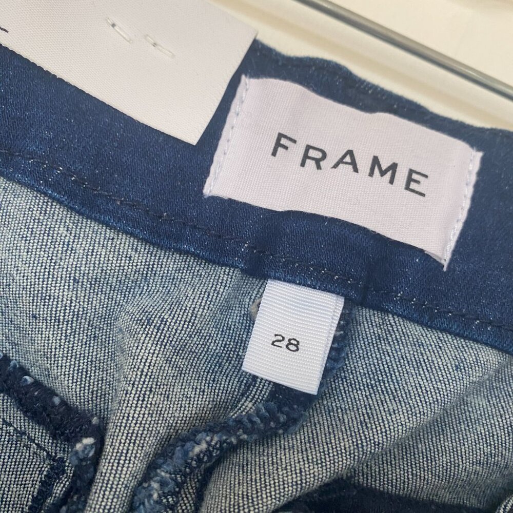 FRAME Le High Flare medium/dark wash jeans with D-ring belt - Picture 4 of 14
